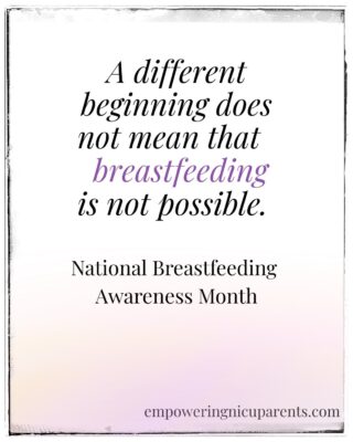 August is National Breastfeeding Awareness Month—a time to recognize the importance of human milk and the support families need to reach their feeding goals. 💛

For NICU families, that journey often looks very different than expected.

Your baby may not be ready to feed at the breast right away, but that doesn’t mean your breastfeeding journey has to wait. Expressing milk early and often, providing colostrum for oral care, spending time skin-to-skin, and beginning to learn your baby’s individual cues are all meaningful ways you can participate and begin building the foundation for what comes next.

A different beginning doesn’t mean breastfeeding isn’t possible.

For premature and medically fragile infants, human milk can be especially valuable. Early and consistent lactation support can help parents establish and maintain their milk supply while their baby grows and develops the skills and readiness needed for feeding.

And remember, your feeding goals matter. Talk with your NICU and lactation team about those goals and how they can support you. Ask about opportunities for skin-to-skin care, colostrum oral care, learning your baby’s cues, and creating positive feeding experiences as your baby develops.

Feeding is about more than nutrition. These early experiences can also provide opportunities to connect with your baby, participate in their care, build confidence, and begin learning how to respond to what your baby is telling you.

This year’s theme, RISE: Resilience, Interdependence, Self-Determination, Empowerment, feels especially meaningful for NICU families.

The NICU may change how your feeding journey begins, but it doesn’t have to take that journey away.

Every step builds confidence, connection, and possibility. 💛

The journey is still unfolding…

#BreastfeedingAwarenessMonth #NICUParents #NICUFamilies #familycenteredcare #breastfeedingawareness